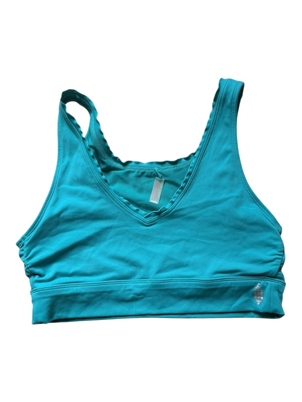 FP Movement by Free People Teal V-Neck Sports Bra | Medium